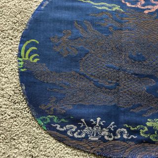 Old Chinese woven silk imperial dragon roundel from a robe 4