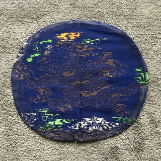 Old Chinese woven silk imperial dragon roundel from a robe 7