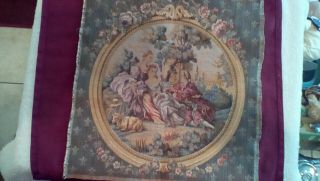 18th / 19th French Tapestry,  13x13 Victorian Garden Scene,  Pillow Fabric.