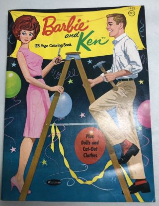 Vintage Barbie And Ken 1962 Whitman Mattel Coloring Book With Paper Dolls