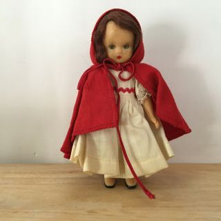 Nancy Ann Storybook Vintage Doll Little Red Riding Hood 5 3/4 " Tall Hard Plastic
