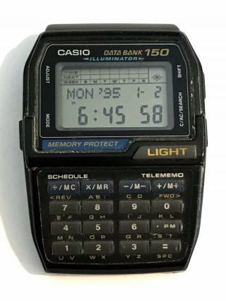Vintage Casio 150 Data Bank Calculator Watch Dbc - 150