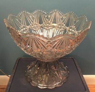 EAPG Antique Pattern SPECTACULAR PUNCH BOWL & STAND Co - Op Flint Glass 324 2