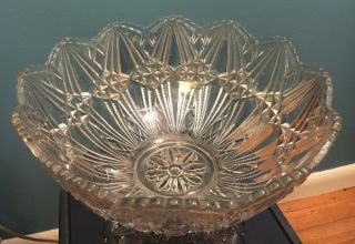EAPG Antique Pattern SPECTACULAR PUNCH BOWL & STAND Co - Op Flint Glass 324 3