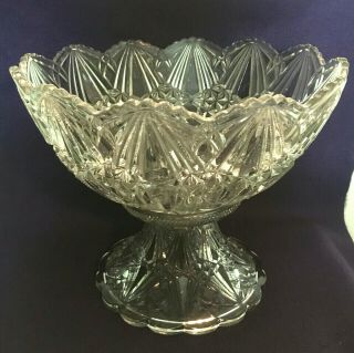 EAPG Antique Pattern SPECTACULAR PUNCH BOWL & STAND Co - Op Flint Glass 324 5