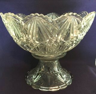 EAPG Antique Pattern SPECTACULAR PUNCH BOWL & STAND Co - Op Flint Glass 324 6