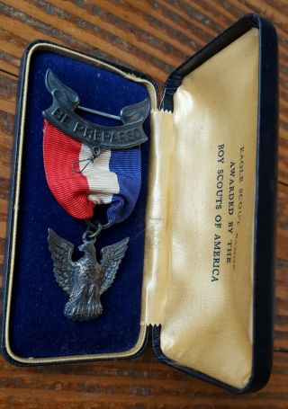 Antique Eagle Be Prepared Boy Scouts Of America Medal Ribbon Badge