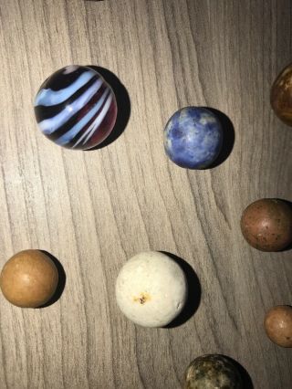 Antique Clay Marbles & Sulphide 8