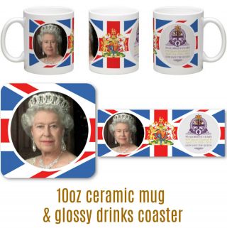 Hm Queen Elizabeth Ii 90th Birthday Union Jack Souvenir Ceramic Mug Drink Mat