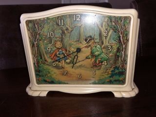 Very Rare Vintage Smiths Red Riding Hood Musical Clock 1952 Bakerlite