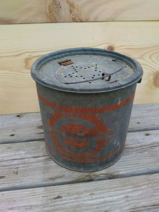 Vintage Gamble Stores Floating Minnow Pail Galvanized Livewell Minnow Bucket