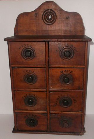 ESTATE fresh - Antique civil war era primitive farm house 8 drawer spice cabinet 5