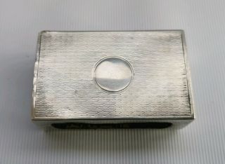 Vtg Art Deco Solid Sterling Silver Engine Turned Large Matchbox Holder 6cm 22g 7