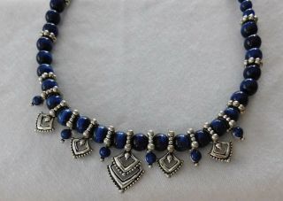 Avon Blue Cats Eye And Antique Silver Necklace,  Very Good Cond.  - $3.  50