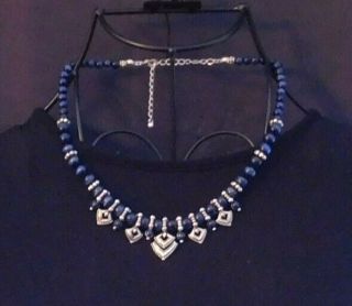 Avon Blue Cats Eye and Antique Silver Necklace,  Very Good Cond.  - $3.  50 2