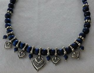 Avon Blue Cats Eye and Antique Silver Necklace,  Very Good Cond.  - $3.  50 3