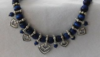 Avon Blue Cats Eye and Antique Silver Necklace,  Very Good Cond.  - $3.  50 4