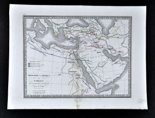 1839 Monin Map Old Testament Descendants Of Noah Middle East Palestine Egypt