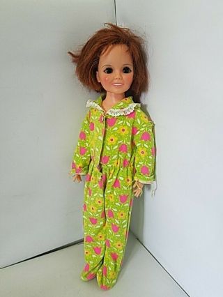 Vintage 1969 Ideal Toy Company Crissy Doll W/red Growing Hair In Pajamas