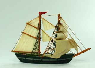 Vintage Wooden Sailboat Model Miniature 1:12 Dollhouse