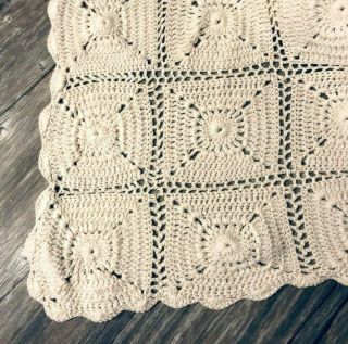 Pine Cone Hill Cream/Antique White,  Crochet Wool Kingsize Bedspread - 8 ' x 10 ' 2