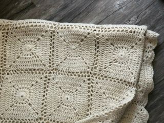 Pine Cone Hill Cream/Antique White,  Crochet Wool Kingsize Bedspread - 8 ' x 10 ' 5
