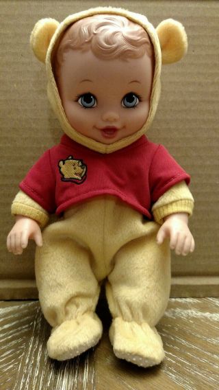 1999 Lauer Toys Water Baby Doll Blue Eyes Disney Winnie The Pooh Outfit