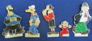 Lions Club Pin: (5) Pins Of Popeyes Cartoon Characters Of The I.  V.  Pin Traders