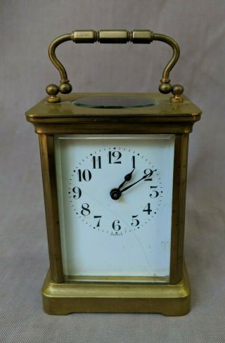 Antique 19th C.  Duverdrey & Bloquel French Brass & Glass Carriage Clock