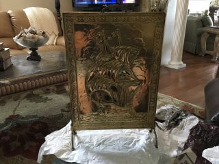 Large Vintage Brass Nautical Tall Clipper Ship Fireplace Hearth Cover Screen