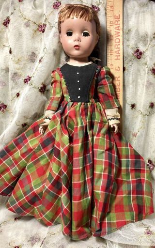 Vintage Madame Alexander Hard Plastic Doll 1950s Tag Orig 14 " Jo Little Women