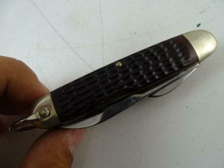 Vintage Folding Pocket Knife Utility Case XX 640045 R Faux Antler Grip 3.  5 