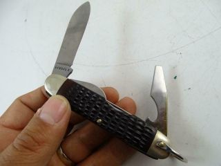 Vintage Folding Pocket Knife Utility Case XX 640045 R Faux Antler Grip 3.  5 