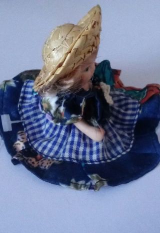 Miniature Hand craft ceramic 6 inch doll with dress and straw hat 4