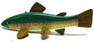 Vintage Tom Weets Rainbow Trout Folk Art Fish Spearing Decoy Ice Fishing Lure
