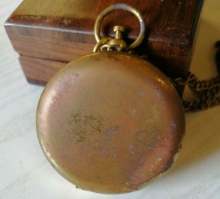 Antique Brass Compass And Chain With Hardwood Box Nautical Maritime Theme (D1) 5