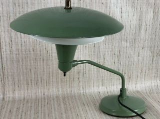 Mid Century Avocado Green Flying Saucer Ufo Table Desk Swivel Lamp