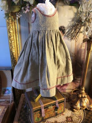 Wonderful Antique Flannel Wool Child Doll Pinafore Dress