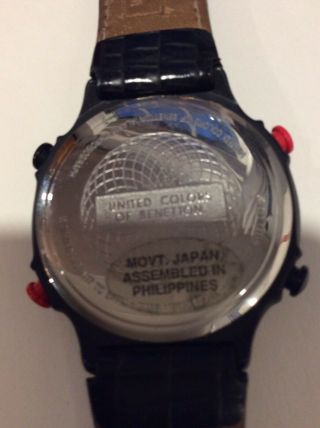 Vintage 1990s Colors of Benetton Chronograph Alarm Blue & Black Wrist Watch NOS 4