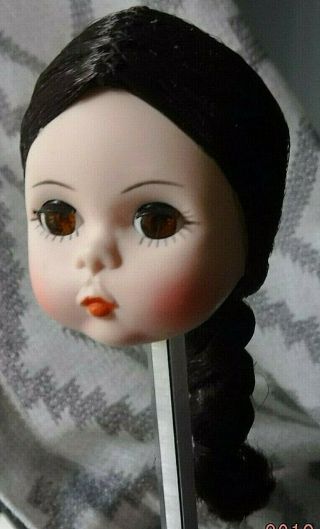 Vintage Madame Alexander Doll Head For 8” Size Rooted Hair Long Brown Braid