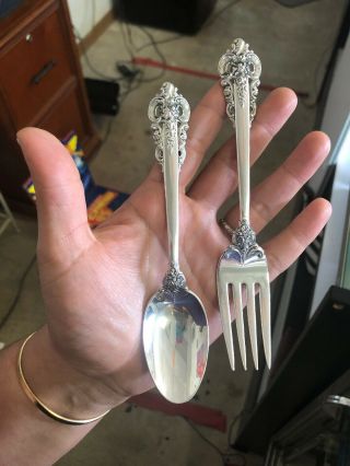 Vintage Wallace Grand Baroque Sterling Silver Fork & Spoon Set 83 Grams