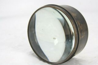 antique 4 inch antique BRASS FRAMED condensor lens,  magic lantern 6