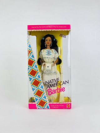 Nib 1992 Dolls Of The World Native American Barbie Doll Mattel No.  1753