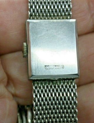 Old Vintage 10k White Goldl Mesh Lucerne 17 Jewel Wrist Watch Stainless Steel 2