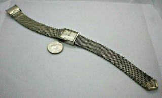 Old Vintage 10k White Goldl Mesh Lucerne 17 Jewel Wrist Watch Stainless Steel 3
