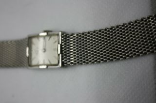 Old Vintage 10k White Goldl Mesh Lucerne 17 Jewel Wrist Watch Stainless Steel 4