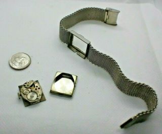 Old Vintage 10k White Goldl Mesh Lucerne 17 Jewel Wrist Watch Stainless Steel 6
