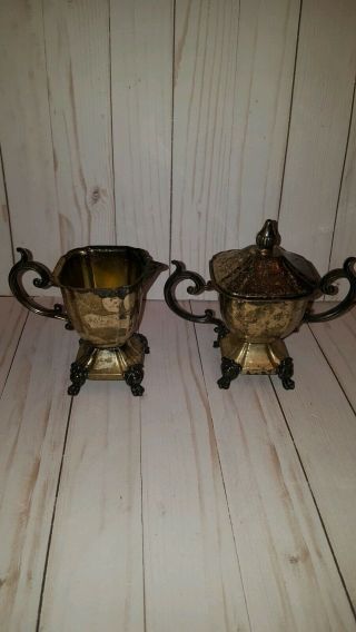Vintage Silverplate Sugar And Creamer Set Marked With Crown Gsc Gorham Silver