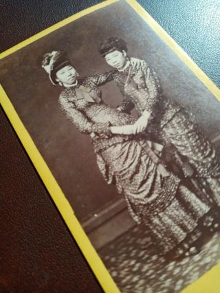Antique CDV Photo 2 Chinese Orient Asia Women Touching Lesbian Gay Interest Siam 4