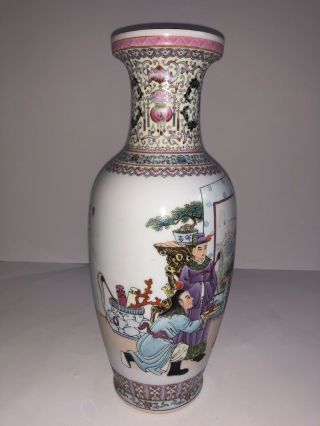Chinese Famille Rose Vase With Figures Signed 4